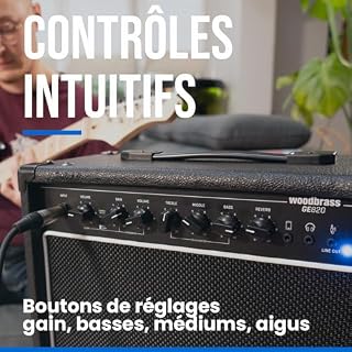 Woodbrass GE1040 Amplificateur Combo pour Guitare Électrique - Ampli 40W idéal pour Guitariste débutant et Amateur - Polyvalent, Reverb, Prise Casque : Parfait pour Jouer à la Maison ou sur scène – Image 4