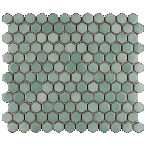 Merola Tile Hudson 1" Hex Mint Green 11-7/8" x 13-1/4"