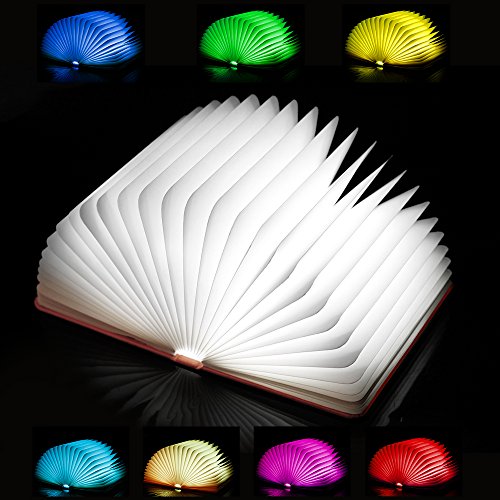 Veesee Portable Rechargeable Book Lamp with 8 Colors - Perfect Gift for Home, Office, or Girlfriend (Brown)