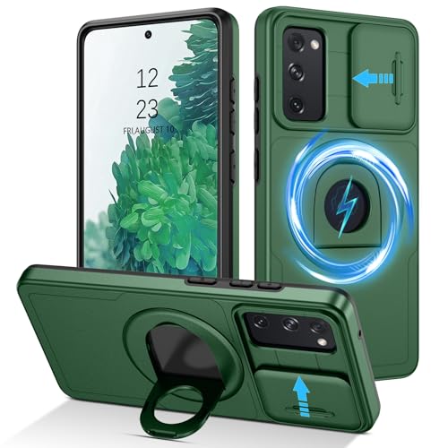 Coque magnétique pour Samsung S20 FE DUEDUE antichoc avec béquille intégrée verte