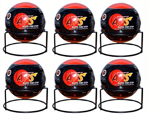 Image of AFS Fireball-Fire Extinguisher Ball /Quick Fire Off /Automatic Fire Extinguishing Fire Suppression Device with Stand & User Manual /Emergency Fireball for Home, Car, Garage, (Pack of 6)