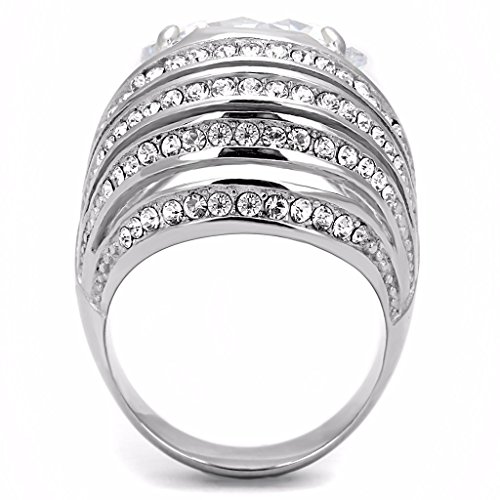 Womens Huge 8 Carat Round Cut Simulated Diamond Non Tarnish Stainless Steel Wedding Ring4