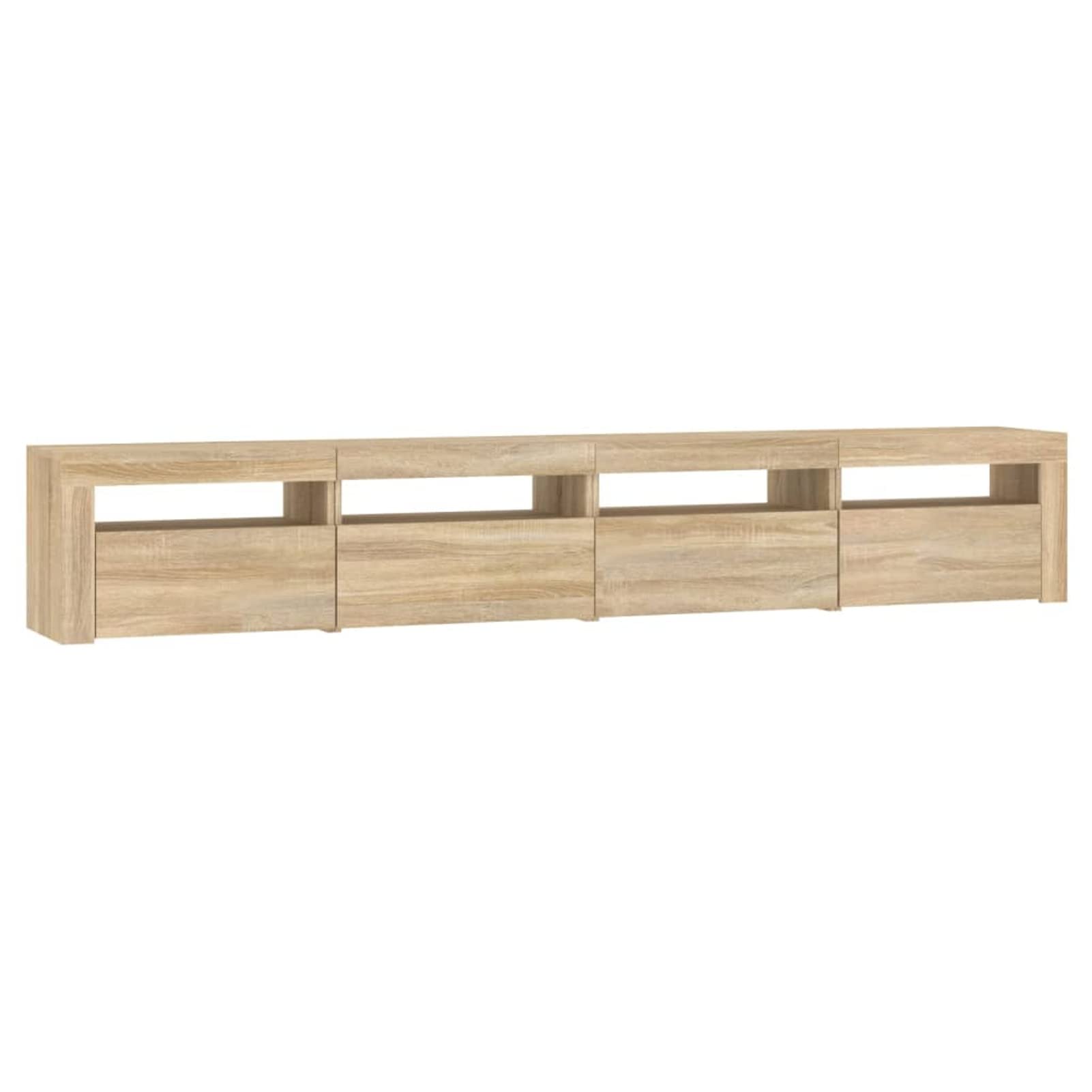 IKAYAA Mueble para TV de 240 cm Con Iluminación LED, Armario Bajo, Aparador Salón, Diseño Moderno y Elegante, Roble Sonoma, 240 x 35 x 40 cm