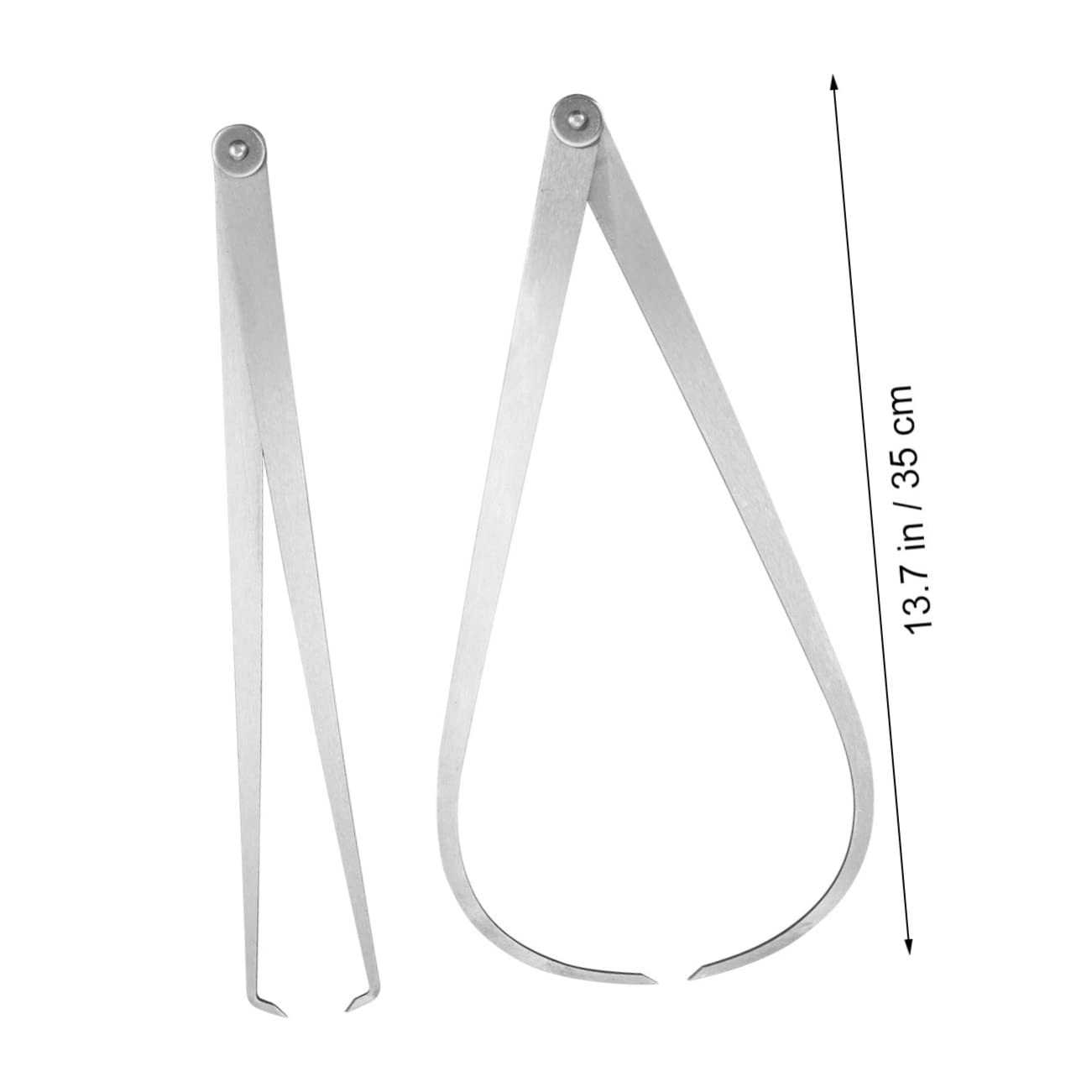 2Pcs 350mm Adjustable Measuring Caliper Set Creative Distance Measuring Tool for Precision Measurement Silver Finish for Craftsmen and DIY Projects