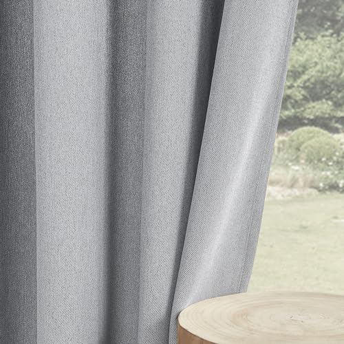 Image of Joydeco 100% Blackout Curtains 96 Inches Long 2 Panels Set, Thermal Insulated Long Curtains& Drapes 2 Burg, Room Darkening Drapes for Bedroom Living Room Window (Light Grey, W52 x L96 Inch)