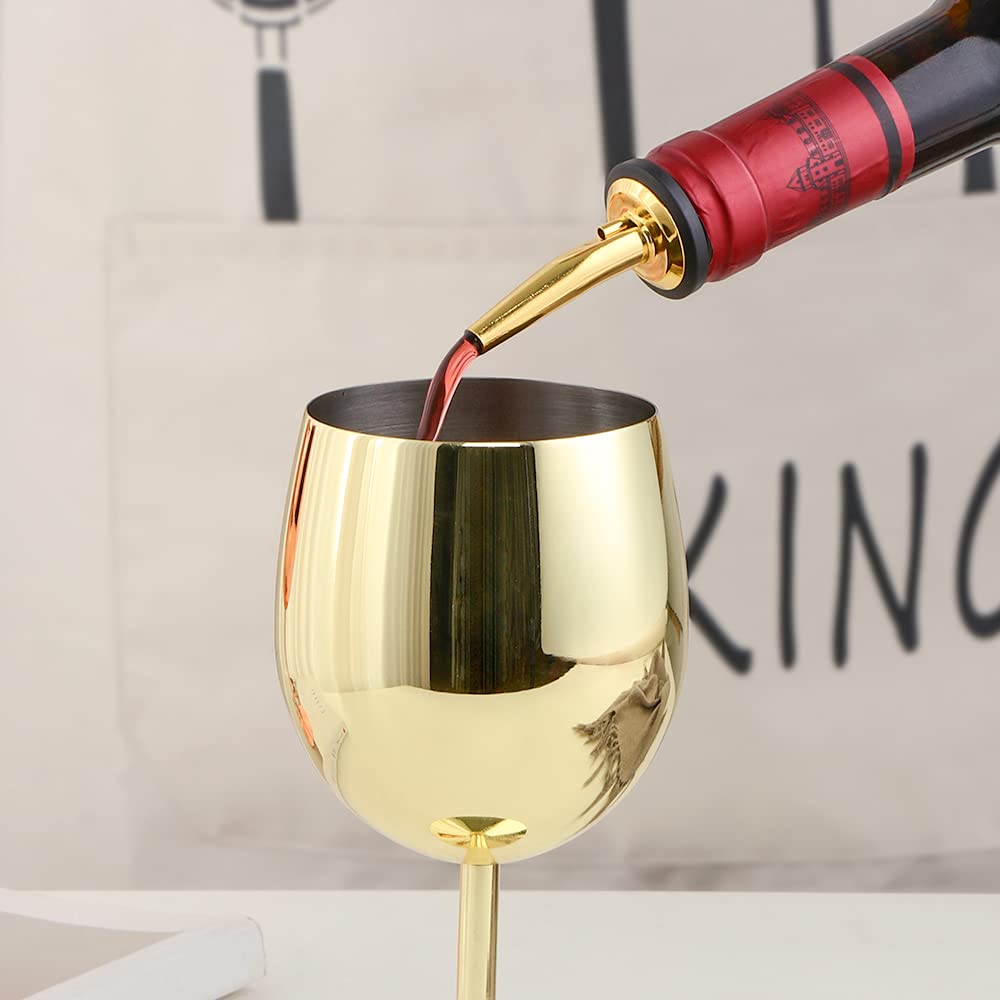 BISDARUN White Wine Glasses Set of 2 Red Wine Goblets 18/8 Stainless Steel 350ml Metal Goblet Glasses for Cocktail Champagne Whiskey Beer (Silver) - Image 4