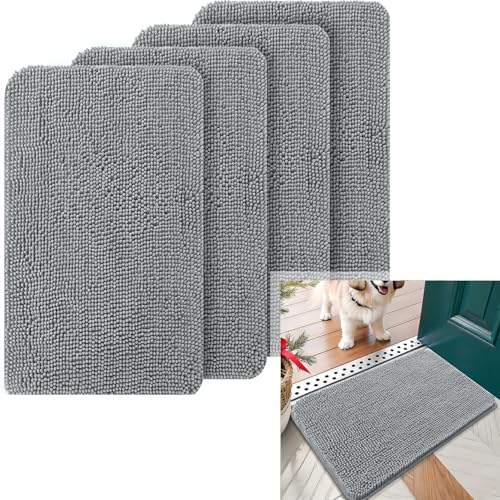 Image of OLANLY Dog Door Mat 5 Pieces, Doormat Size 30x20 4 Pieces, and 1 Piece 24x16 in Grey, 5 Item Bundle
