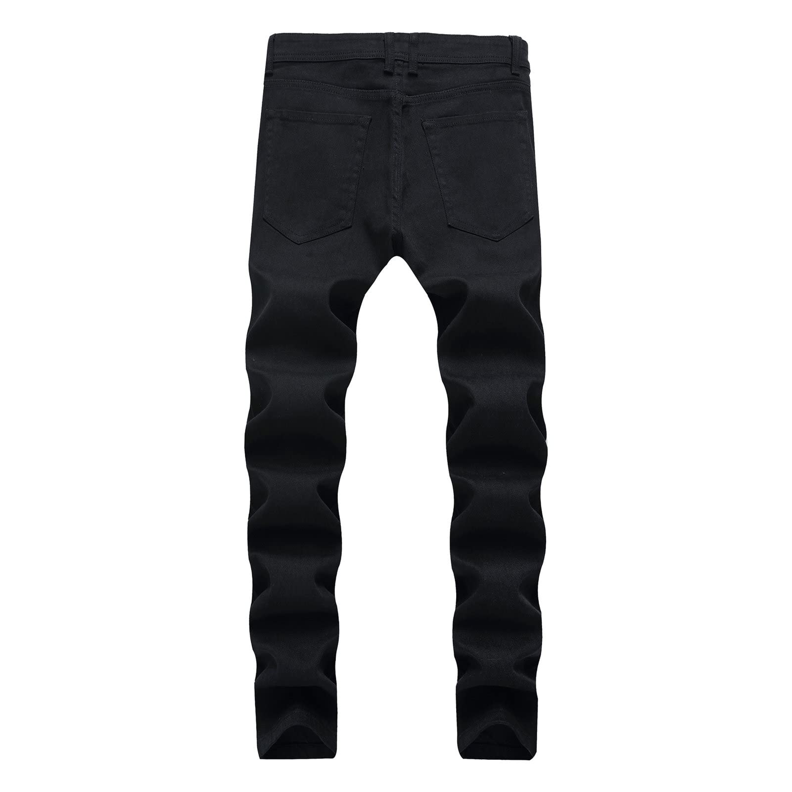 Maiyifu-GJ Men's Destroyed Ripped Stretch Jeans Distressed Multi Pockets Biker Denim Pants Slim Zipper Moto Jean Trousers (Black 2,38)