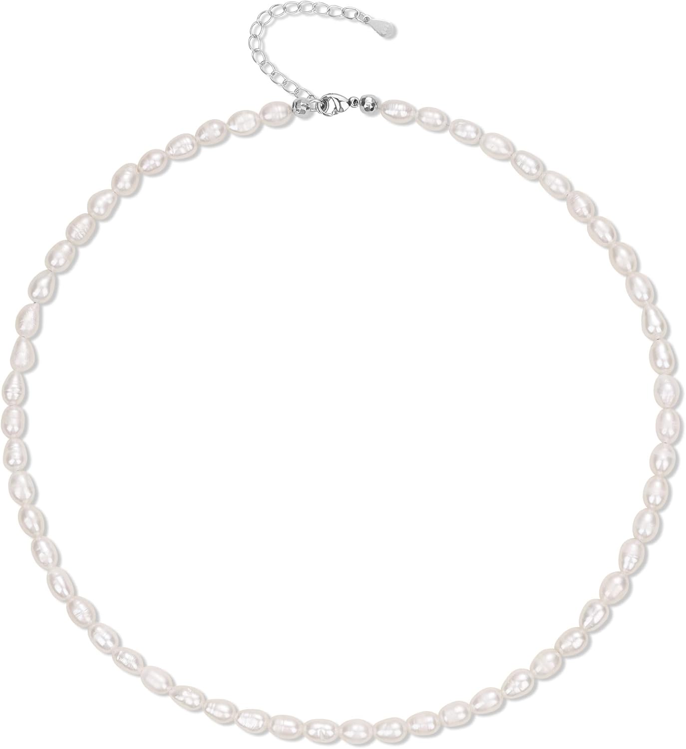 COAI 925 Sterling Silver Pearl Strand Necklace for Women, Beaded Necklace for Women