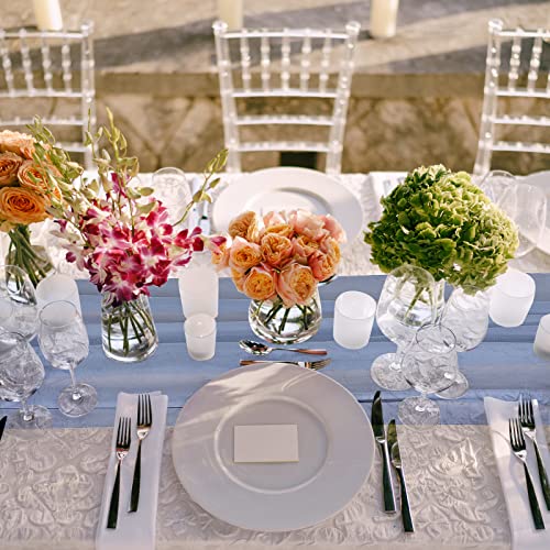 Chumia 24 Pack Chiffon Table Runners Romantic Sheer Table Decorations Long Tulle Runner for Wedding Bridal Shower Party Supplies Decor, 118 x 12 Inches(Dusty Blue) by Chumia - Image 6