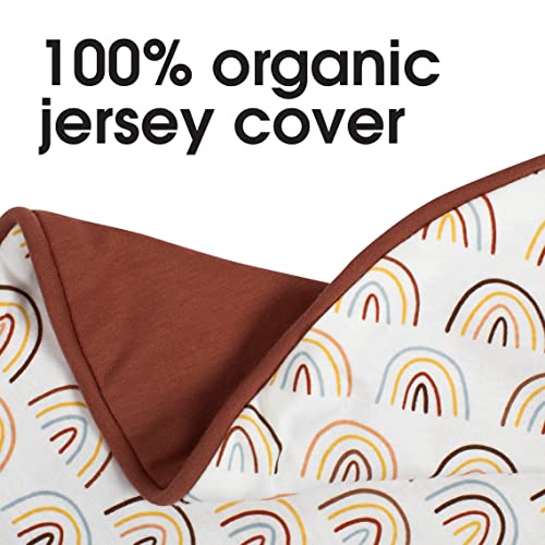 Boppy Nursing Pillow Cover –Organic Cotton Fabric | Spiced Rainbow & Solid Rust Clay Side | Fits Bare Naked | Original & Luxe Breastfeeding Pillow | Awake Time Only #TOP2