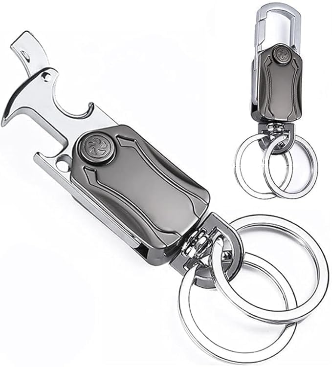 Image of Zentro Rechargeable LED Keychain Flashlight with Type-C Charging, Magnetic Base, Multi Color Light Modes, Compact Torch Light (Multifunction Metal Keychain)