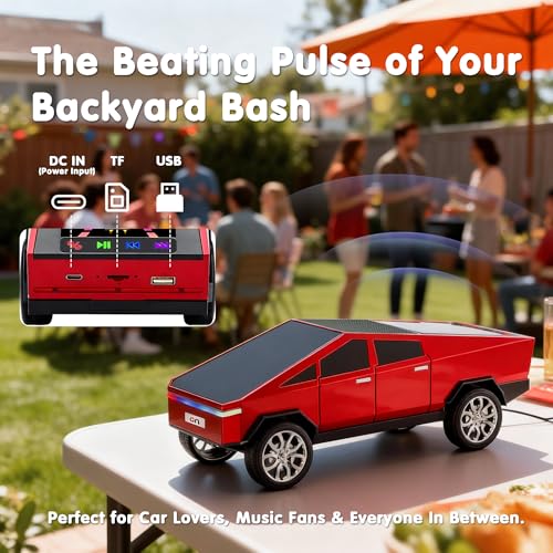 Mesayra Pickup Truck Bluetooth Speaker, Mini Portable Car Sound System with FM Radio, USB Playback, Hands-Free Call, LED Display, Ideal Gift for Men, Dad on Valentine's Day, Birthday (Red) by Mesayra - Used condition - Image 3