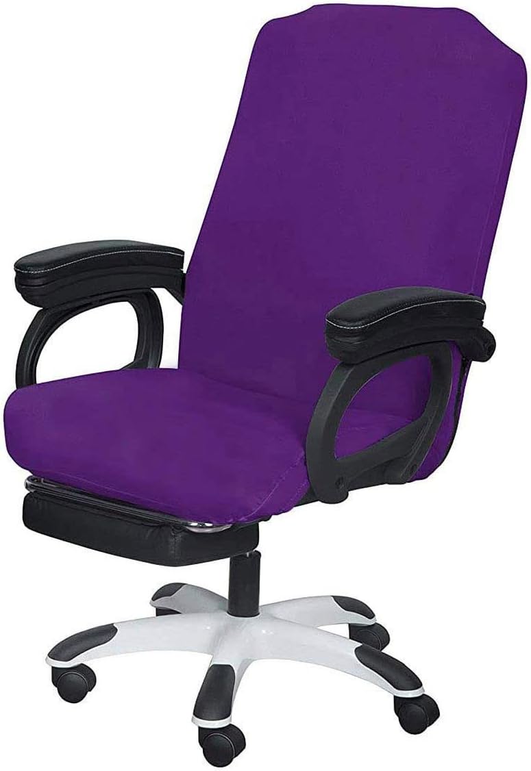 SARAFLORA Office Chair Cover- Large, Purple- Removable Computer Chair Cover for Office Chair with Zipper for Universal Rotating Chair Desk Chair Cover High Back Chair Seat Washable Protector for Pets