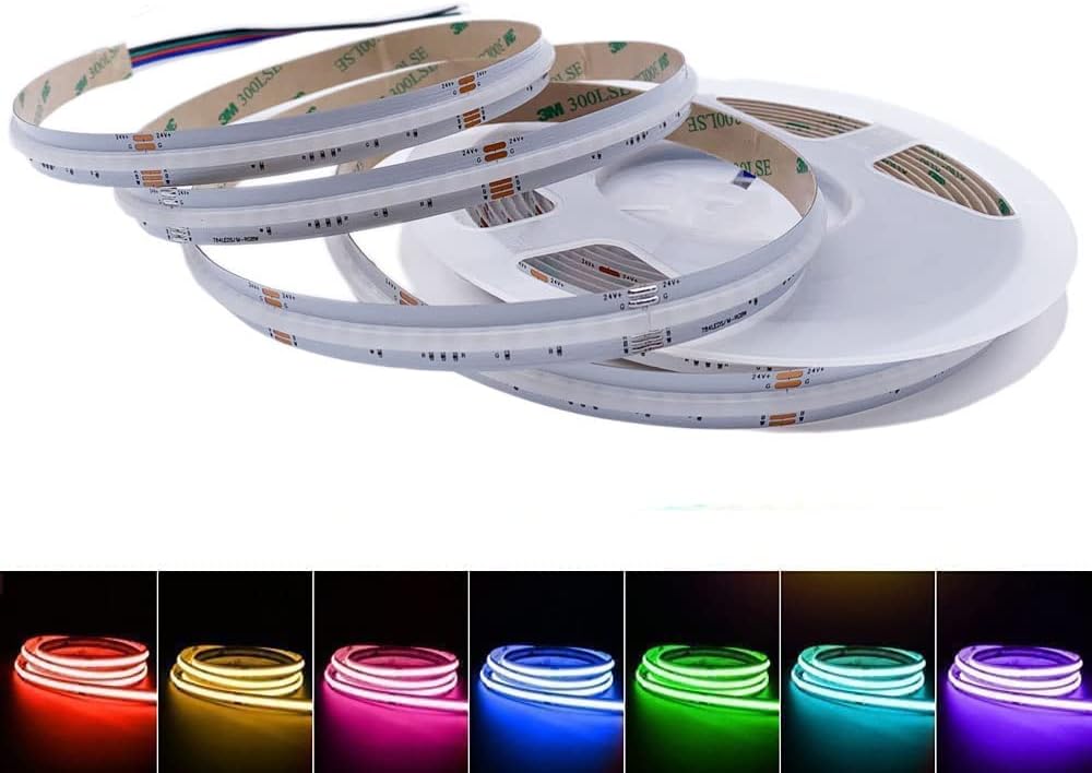 RGBW RGBWW COB LED Strip Lights 784LED/m 12mm 5pin Flexible Colorful FOB LED Tape Light Bar for Indoor Room Decor DC 24V (RGBWW)