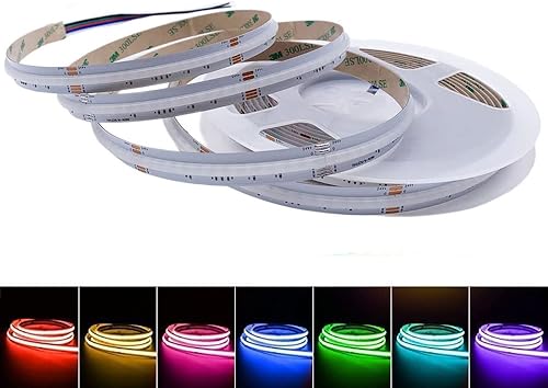 TOPXCDZ RGBW RGBWW COB - Tira de luces LED de 784 LEDm de 0472in 5 pines flexible colorido cinta de luz LED FOB para decoración de habitación