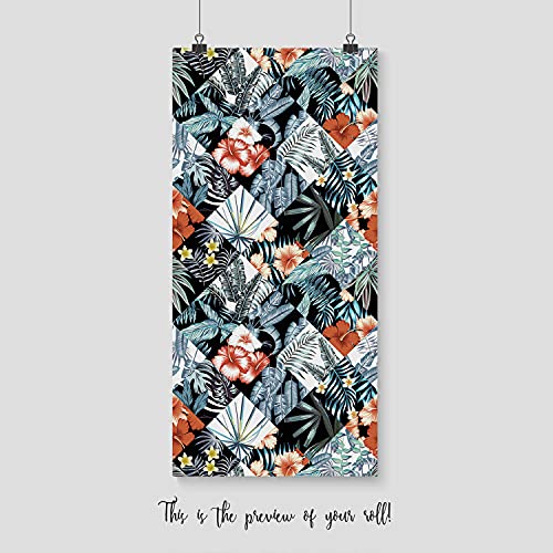 Papier peint tropical patchwork 290x290cm grand format salon chambre