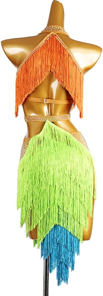 Latin Dance Dress for Women Ballroom Salsa Samba Chacha FeTher Costume Sexy Slanted HemLatin Competition Dress