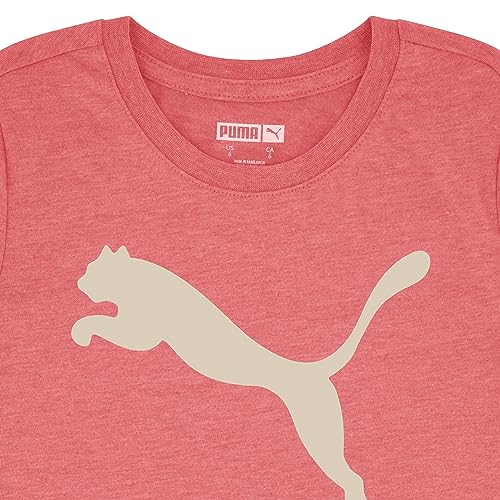 Image of Puma Girls Core Logo Short Sleeve T-Shirt, Crewneck, Soft and Lightweight