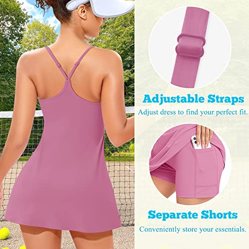 Womens Tennis Dress With Built In Shorts & Bra Sleeveless Workout Dresses With Pockets Athletic Golf Dress (#2 Purple(Separate Shorts),X-Small) #TOP3