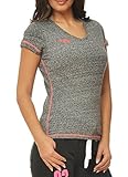 M.Conte Fitness-Shirt M.Conte Damen Fitness Sportliches T-Shirt Kurzarm Sweat-Shirt Schwarz Blau Lila Neon-Pink S M L XL Ragazza in Farbe Grau-Melange Größe XL