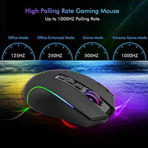 E-Yooso X-11 Wireless Rgb Gaming Mouse Rechargeable, 8000 Dpi Wired Gaming Mouse, Type C Wired Customize Rgb Backlit Mouse With Rapid Fire Key 9 Programmable Buttons Mouse With Macro Programming #TOP3