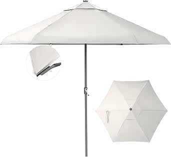 Crown Shades 9 Ft Patio Umbrella with Olefin Canopy and Patented Slot-Lock