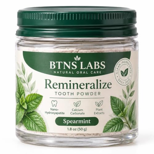 BTNS Labs Remineralize Tooth Powder Spearmint Nano-Hydroxyapatite 1.8oz
