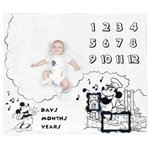 Image of Baby Monthly Milestone Photo Blanket - Made with Soft Polyester and Classic Black & White Color Matching HB01-1A