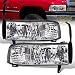 AJP Distributors Headlights Lights Lamps For Dodge Ram 1500 2500 3500 1994 1995 1996 1997 1998 1999 2000 2001 2002 94 95 96 97 98 99 00 01 02 (Chrome Housing Clear Lens Clear Reflector)