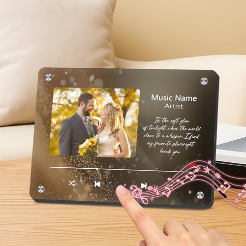 Custom Music Picture Frame - Click to Play Music - Custom Song Plaque with Photo, Personalized Spotify Song Plaque with Picture, Gift for Anniversary, Birthday, Wedding, Couple, Boyfriend, Girlfriend