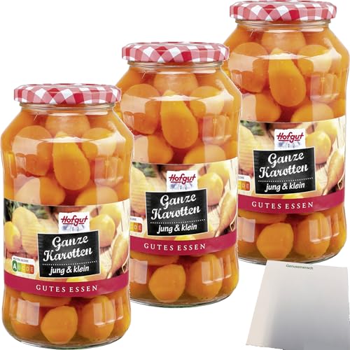 usy Bundle für Hofgut Ganze Karotten klein 3er Pack (3x720ml Glas) + usy Block