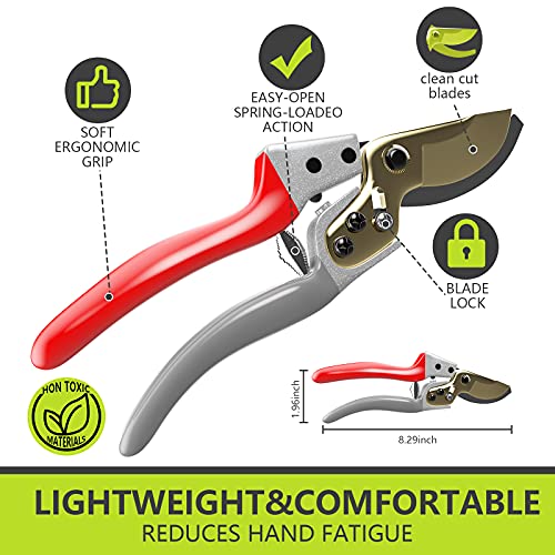 image for High Carbon Steel Grey Red Garden Scissors, Cutting Plants & Stems Up 