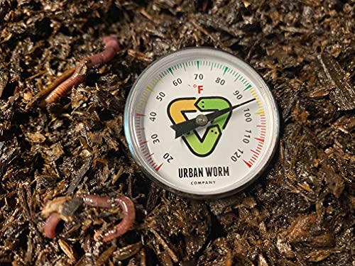Urban Worm Soil Thermometer - 5-In Stanless Steel Stem - Perfect For Gardening & Worm Bin #TOP3