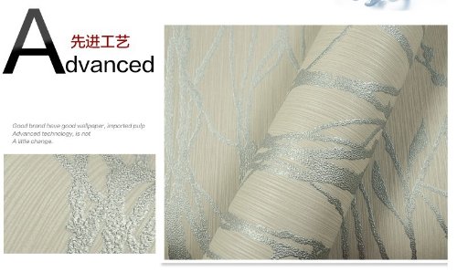 Qihang Modern Minimalist Curve Tree Patterns Non-Woven Wallpaper Roll Cream&Gray Color(0.53M*10M=5.3㎡) #TOP6