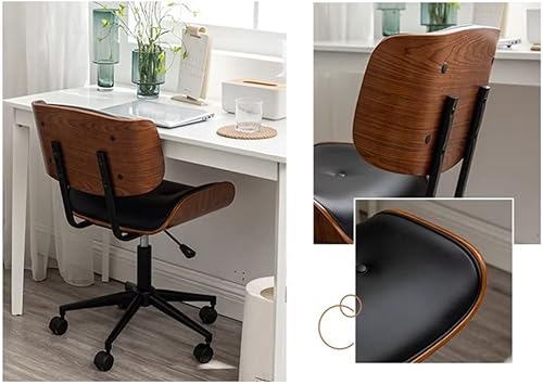 Miniatura 10 de Cómoda silla de escritorio de oficina en casa con ruedas, silla de oficina de asiento suave, silla de oficina tapizada sin brazos, silla de