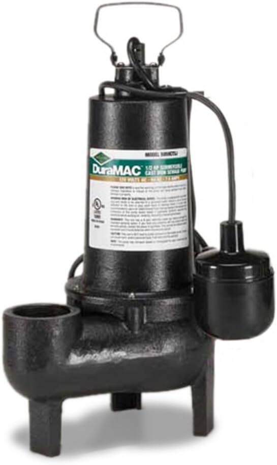AY McDonald 6192-118 5050CTSJ25 Cast Iron Tethered Switch Sewage Ejector Pump 1/2 HP 25-Feet Cord