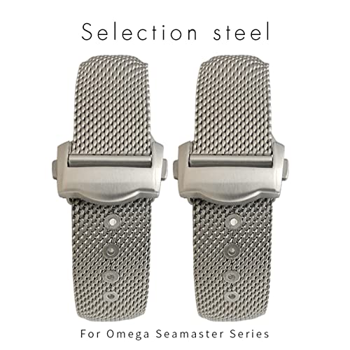 316L Stainless Steel Watchbands 20mm Watch Band for 007 300 Siver Metal Woven Watch Strap3