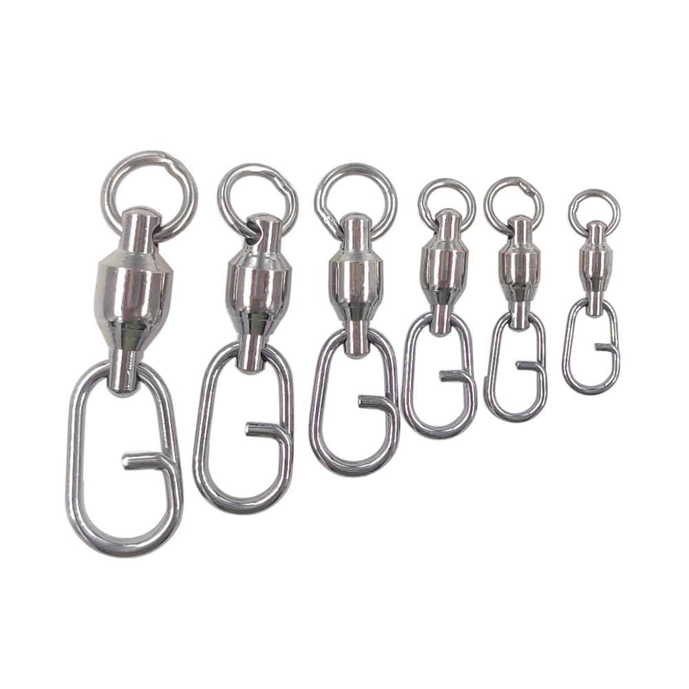 unclesportinfof 25/50pcs Ball Bearing Swivel Fishing Stainless Split Ring Fish Hooks Connectors for Saltwater 7LB-132LB (8454, 1#-0.79