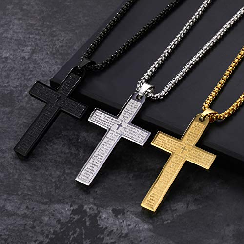 Rehoboth Men's Nail Lord's Prayer Cross Pendant Necklace for Men Women Stainless Steel Chain 24"4