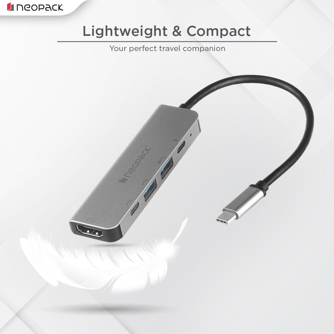 Neopack 5in1 USB C Hub Multiport Adapter with HDMI 4K 30Hz, 100W
