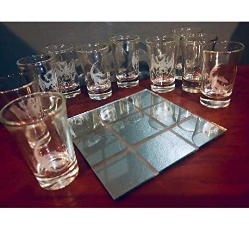 Miniatura 3 de Engraved Dragon Shot Glass Tic Tac Toe Game, Glass Dragon, Dragon glass, Tic Tac Toe, Engraved Mirror, Father's Day
