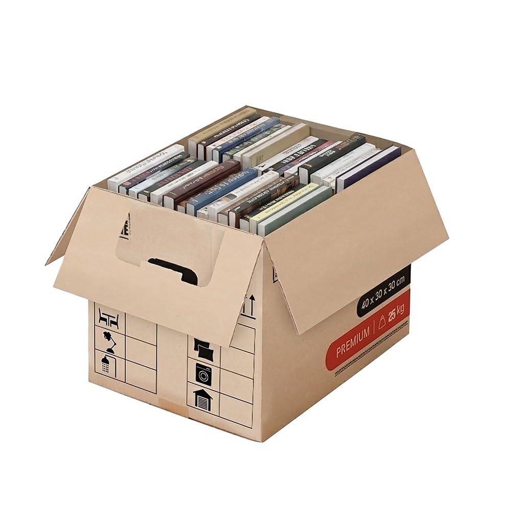 Cartons Déménagement Livres Premium 40 x 30 x 30 cm Extrême Résistance 30 kg Poignées Renforcées 1 Adhésif Offert