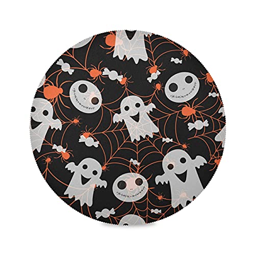 Halloween Round Placemats Set Of 6 Spider Ghost Placemats For Kitchen Table Washable Kitchen Table Mats Place Mats #TOP1