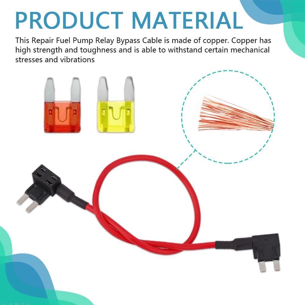 Car TIPM Bypass Cable, Fuel Pump Relay Kit, Vehicle Fuel Pump Relay Wiring Set with 5PCS Fuze Clip, Auto Accessories Fuse Holder Fuse Adapter for Dodge Jeep Chrysler, Replace OEM# CBWPR091AA