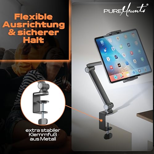 Support tablette 12.9 pouces PureMounts orientable charge 1kg noir