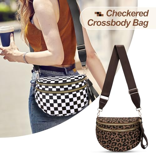Image of Checkered Crossbody Bag, Bum Bags for Women Crossbody,Spacious Sling Bag Purse Fanny Packs with Shoulder Strap