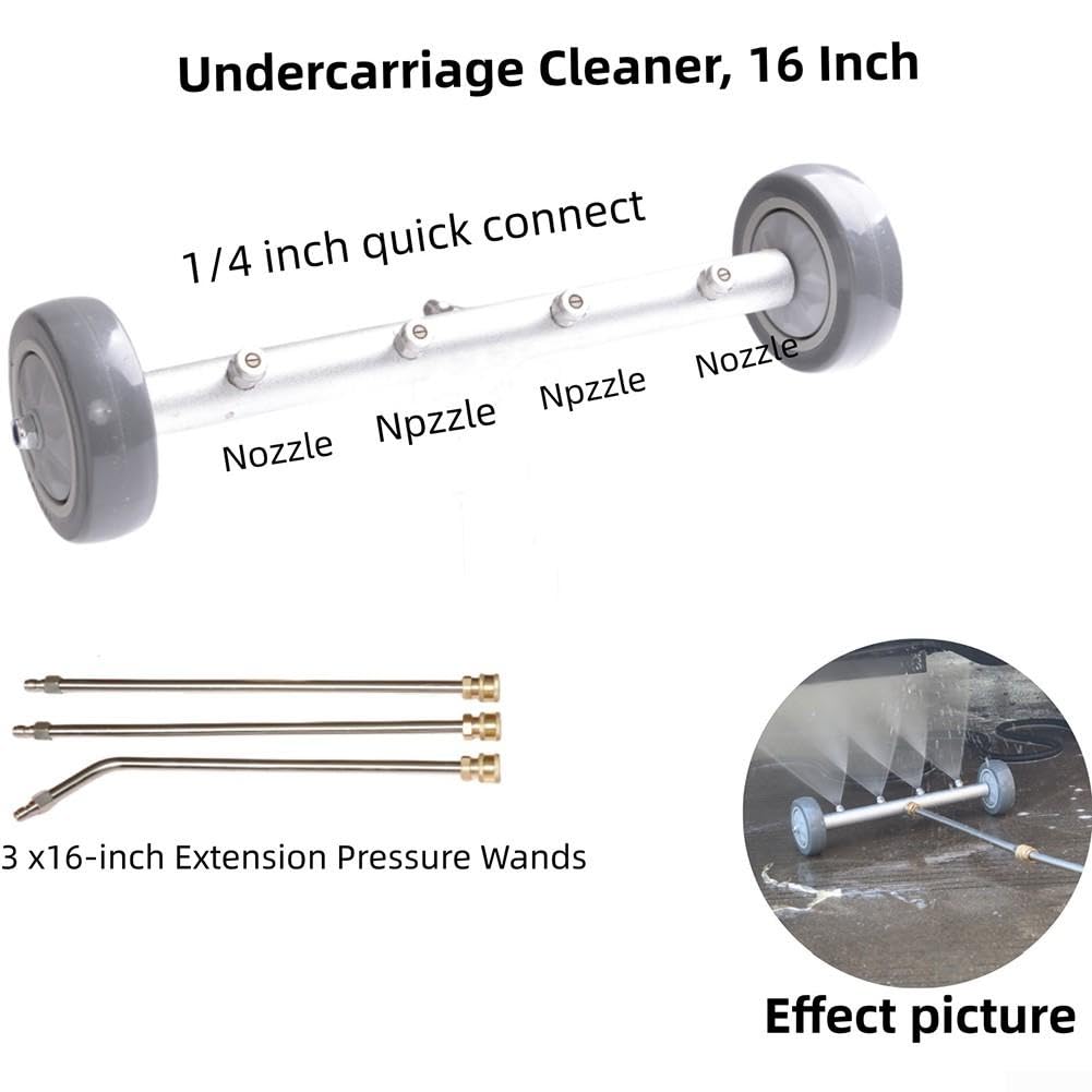 Edelstahl Unterbodenwäscher 16 Zoll für 4000 PSI | 14mm Schnellanschluss, kompatibel mit Standardlanzen, einfache Montage, effiziente Nutzung