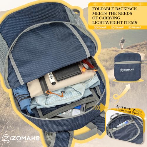 Image of ZOMAKE Ultra Lightweight Hiking Backpack 20L, Packable Small Backpacks Water Resistant Daypack for Women Men(Royal Blue)