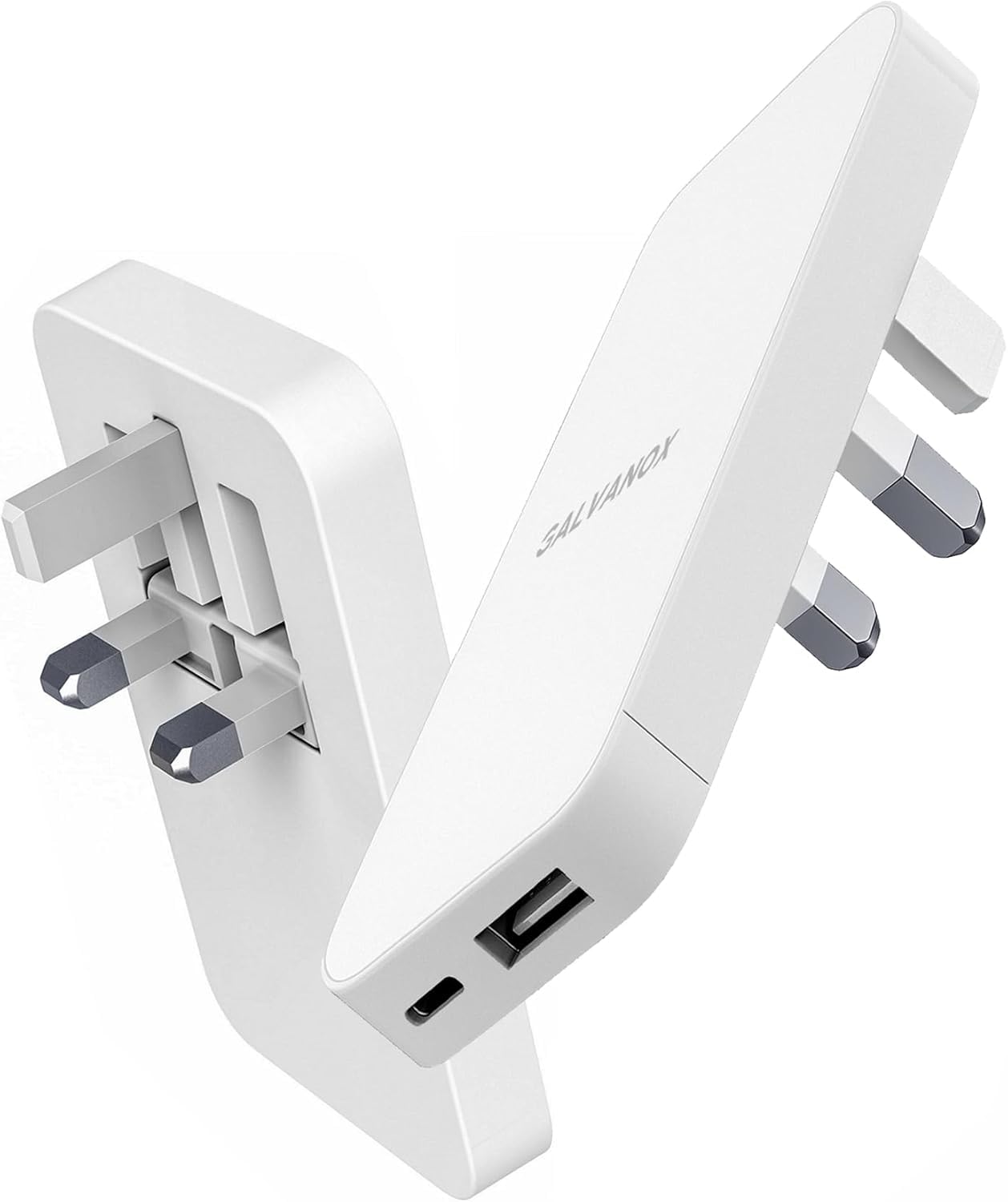 Galvanox Flat USB-C Charger Wall Block, Ultra-Slim Multi Port UK Power Plug, Type C Fast-Charging for iPhone 17/16/15/14 Pro Max, Samsung Galaxy Mobile Phones, Dual-Port Outlet Travel Adapter, 20W